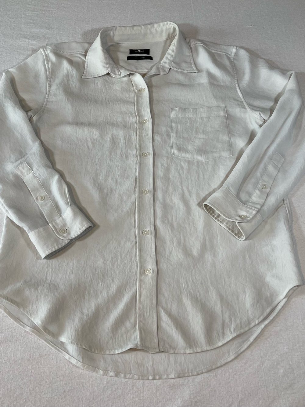 7 For All Mankind Women's White Long-Sleeve Button Shirt Size Small